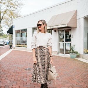 Zara Brown Tan Midi A-Line Skirt Casual